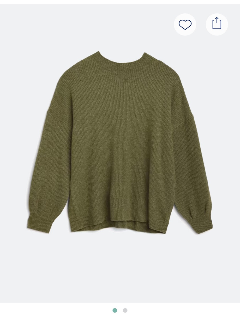PINQUE Aliza Olive Mock Neck Sweater Balloon Sleeve Knit Pullover 2X